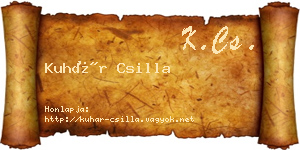 Kuhár Csilla névjegykártya
